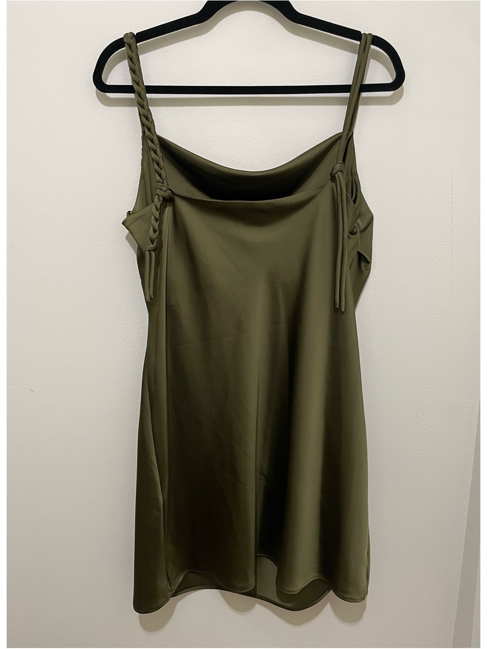 NWT House of Harlow 1960 Olive Green Slip Dress with Braided Detail, Size XL - Picture 8 of 14